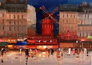 París Painting - Moulin Rouge de noche Kal Gajoum París